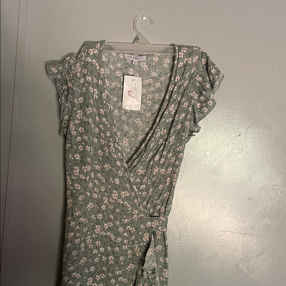 Floral Asymmetrical Dress in Green